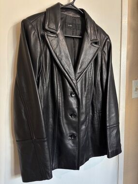 Vintage Avani Chic Black Leather Jacket Size Large